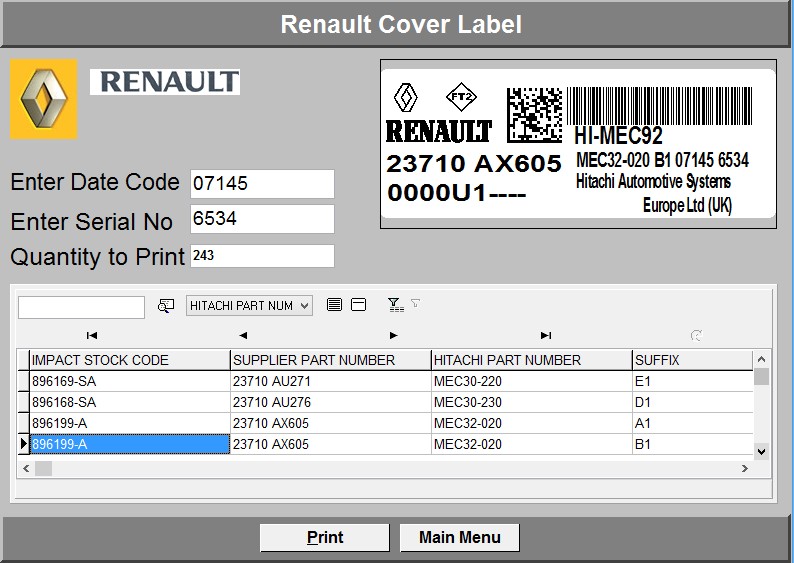 Automotive touch screen labeling application | NiceLabel Powerforms