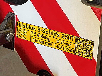 Apparatuur met QR code labels